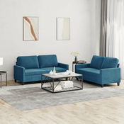 2-dijelni set sofa s jastucima plavi baršunasti