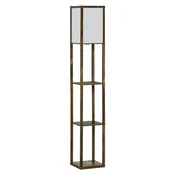 HOMCOM Talna svetilka 40W s 3 policami, grlo E27, moderna talna svetilka z akrilnim senčnikom, dnevna soba, bivalna soba, spalnica, delovna soba, pisarna, 26x26x160cm, lesena barva