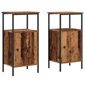 Vidaxl Nočne omarice 2 kosa starinski les 41x31x80 cm inženirski les