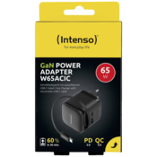 Intenso 65W GaN napajalnik z vgrajenim kablom USB-C, črn