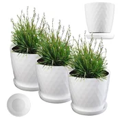 KADAX Cvetlični lonec s krožnikom, 18 cm, bela plastika, 3 kosi