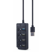 Gembird UHB-U3P1U2P3P-01 4-vrata 1xUSB 3.1 + 3xUSB 2.0 HUB črn s stikali