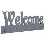 Vidaxl Stenski obešalnik za plašče WELCOME siv 74x29,5 cm