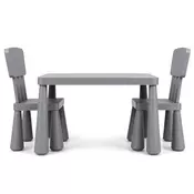 Northix Otroški plastični komplet miza in stol 76x54 cm 1-7 let siv