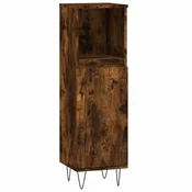 Vidaxl Kopalniška omarica dimljeni hrast 30x30x100 cm inženirski les