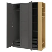 PAX/BERGSBO Garderobni sestav, temno siva temno siva/imitacija hrasta, 170x60x236 cm