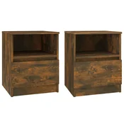 MAISON CHIC Dvo delni komplet Nočne omarice - Nočne mize dimljeni hrast 40x40x50 cm inženirski les, (21688136)