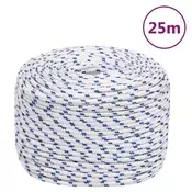 Vidaxl vidaXL Jadralna vrv, bela, 10 mm, 25 m, polipropilen