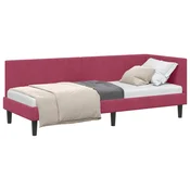 Vidaxl Kotna postelja z vzglavjem Vinorodna rdeča 80 cm x 200 cm Žamet