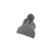 Pom Pom Knit hat with heather gray cuff