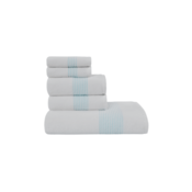 Darilni set brisač in kopalnih brisač AQUA, 5 kos Bela / turkizna vezenje Set (2x majhna brisača 33x33cm,2x brisača 45x90cm,kopalna brisača 75x150cm)