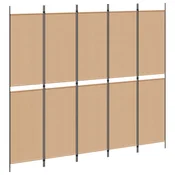 Vidaxl 5-panelni pregradni zid Bež 250 x 220 cm Blago