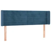 Vidaxl Vzglavje z ušesi temno modro 147x16x78/88 cm žamet