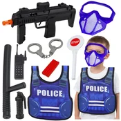 slomart Policijski set: telovnik, pištola, maska, lisice, dodatki