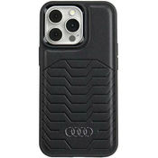 Audi Synthetic Leather MagSafe iPhone 15 Pro 6.1 black hardcase AU-TPUPCMIP15P-GT/D3-BK (AU-TPUPCMIP15P-GT/D3-BK)