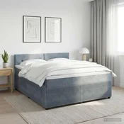 Boxspring krevet s madracem Tamnosiva 140 x 190 cm Baršun Plava