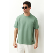 Trendyol Basic Mint Relaxed/Relaxed Cut Textured Waffle Pocket Labeled Short Sleeve T-Shirt