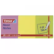 Blok samolepljiv 40x50mm 3x80L Neon Notes Tesa 56001