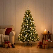 Vidaxl Umetna božična jelka z bučko 120 cm 150 LED Toplo bela