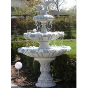 Casa Padrino baroque fountain with 2 decorative doves gray A� 129 x H. 195 cm - Magnificent garden fountain in baroque style - Round garden decoration stone fountain - Baroque garden decoration