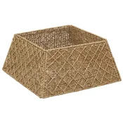 Vidaxl Ovratnik za božično drevo Kvadrat Naravna 60 x 60 x 28 cm