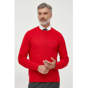 Vuneni pulover Polo Ralph Lauren za muškarce, boja: crvena
