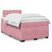 VIDAXL Box spring postelja z vzmetnico roza 120x200 cm žamet