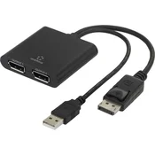 Renkforce DisplayPort razdelilnik [1x DisplayPort vtič - 2x DisplayPort vtičnica] črne barve Renkforce