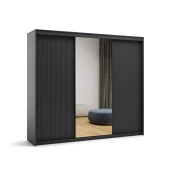 Garderobna omara Fresno 167 Črna, 222x250x63cm, Vrata omare: Drsna