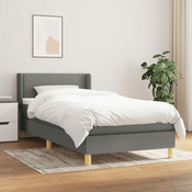 Greatstore Box spring postelja z vzmetnico temno siva 90x190 cm blago