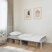 Greatstore Kovinski posteljni okvir z vzglavjem bel 90x190 cm