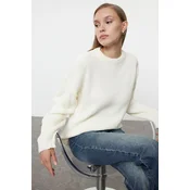 Trendyol Ecru Wide Pattern Ribbed Crew Neck Knitwear Sweater