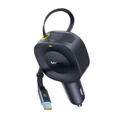 Auto punjac Baseus PrimeTrip VR2 s uvlacivim USB-C kabelom, snagom punjenja 30 W i dodatnim USB-C izlazom - cosmic black