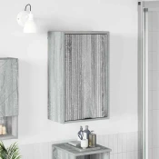 vidaXL Kopalniška omarica z vrati Siva sonoma 39 x 23.5 x 65 cm