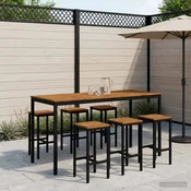 vidaXL Vrtni Bar Miza NAARDEN Naravna in črna 196 x 80,5 x 105 cm