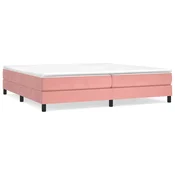 Vidaxl Posteljni okvir z vzmetmi roza 200x200 cm žamet