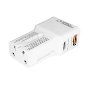 Prio svetovni adapter Quick Charge 25W izhod USB in Type C- Original (EU Blister) bel