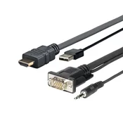 shumee Vivolink PROHDMI VGA1 adapter HDMI+VGA+USB+3,5 mm 1 m črne barve
