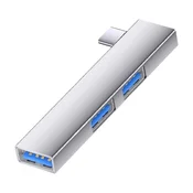 INF Večvmesniški razširitveni adapter TYPE-C na dvojni USB2.0 + USB3.0 Silver, (5000079267)