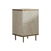 Nočna omarica Kailua 2575 (Svetla Travertine + Zlata) Zlata, Svetla Travertine, 60x40x35cm, Iverna plošča