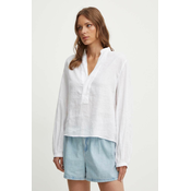 Lanena bluza Polo Ralph Lauren bela barva, 211935132