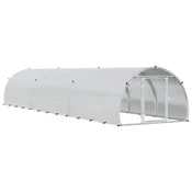 vidaXL Hiša za kokoši Srebrna 600 x 150 x 100 cm Pocinkano jeklo