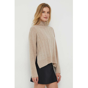 Volnen pulover Sisley ženski, bež barva