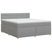 vidaXL Postelja boxspring z vzmetnico Svetlo siva 140 x 200 cm Blago