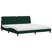 Vidaxl Postelja z vzmetnico temno zelena 200x200 cm žamet
