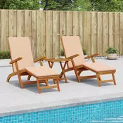 vidaXL Zložljiv in nagibni ležalnik 2 pcs 55 x 146 x 91 cm