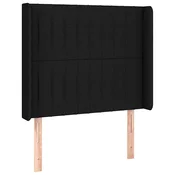 Vidaxl Vzglavje z ušesi črno 83x16x118/128 cm blago