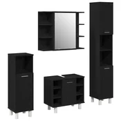 Set namještaja za kupaonicu Zidne 4 pcs Crna 30 x 30 x 179,5 cm
