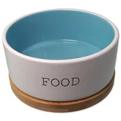 Dog Fantasy keramična skleda FOOD bela/modra s podstavkom 16x6,5cm, 850ml