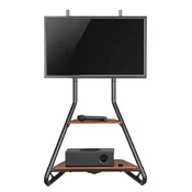 Maclean MC-455 Freestanding Corner TV Stand in Bauhaus Style, Free-standing TV Holder with Two Levels, Made of Wood, Load Capacity up to 10 kg, TV Mount up to 40 kg, 37-75, Max. VESA 600x400, Max. H